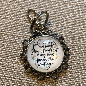 Inspirational Keychain with Floral Design